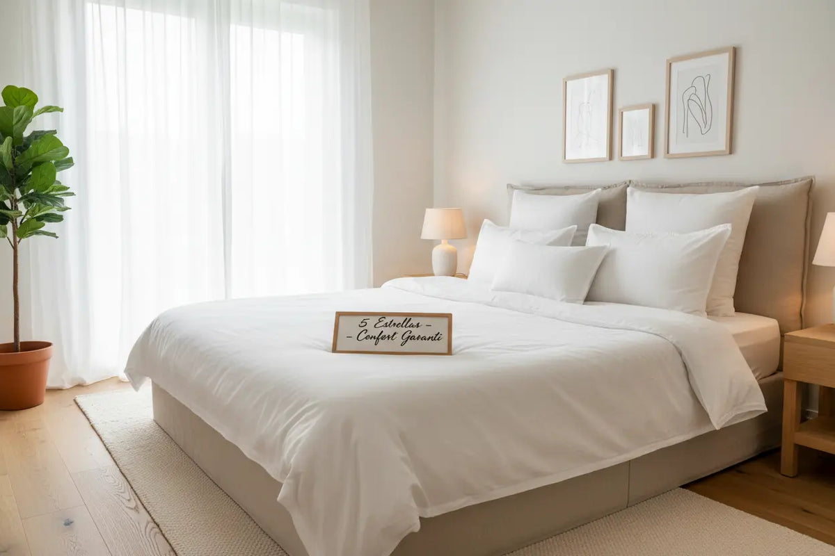 Lit douillet et accueillant dans une chambre Airbnb haut de gamme équipé par ZenPur