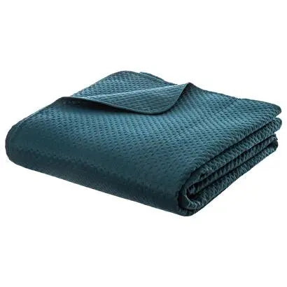 Dessus de lit et 2 taies d'oreiller Bleu Canard Dolce - 260x240 cm ZenPur