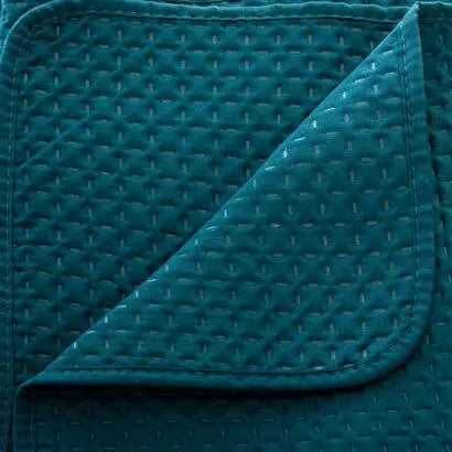 Dessus de lit et 2 taies d'oreiller Bleu Canard Dolce - 260x240 cm ZenPur