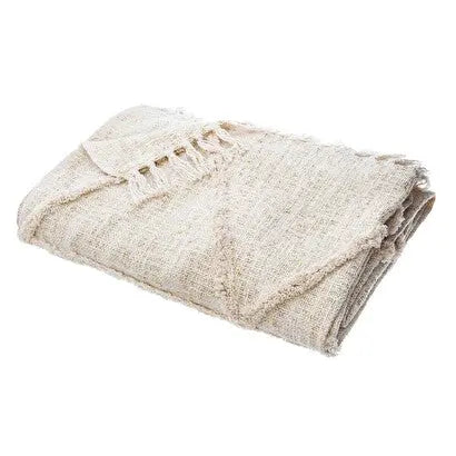 Jeté de Lit Beige en Coton Tufté Inca - 130x180 cm ZenPur
