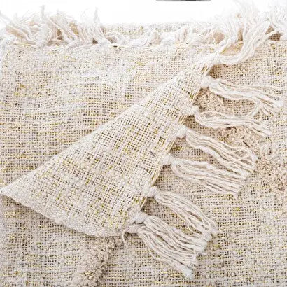 Jeté de Lit Beige en Coton Tufté Inca - 130x180 cm ZenPur