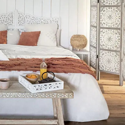 Jeté de Lit Rose Terracotta en Coton Tufté Inca - 130x180 cm ZenPur