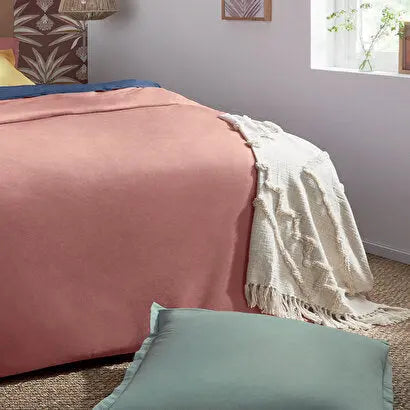 Jeté de Lit Blanc Ivoire en Coton Tufté Inca - 130x180 cm ZenPur