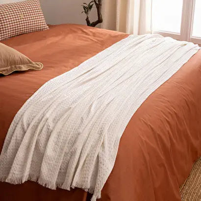 Jeté de Lit Blanc Abeil Widdy - 130x180 cm ZenPur