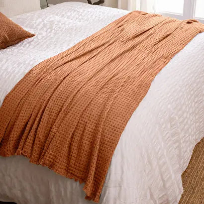 Jeté de Lit Rose Terracotta Abeil Widdy  - 130x180cm ZenPur