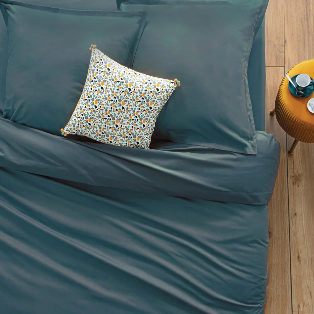 Drap-Housse Coton Bleu Orage - 160x200 cm ZenPur