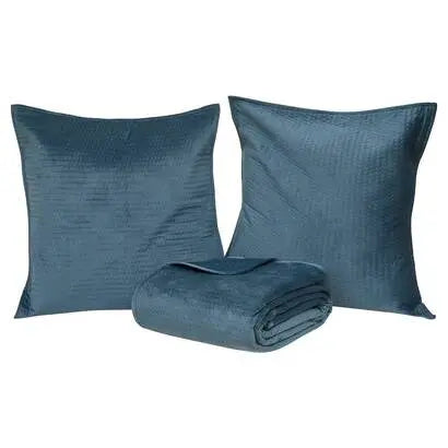 Dessus de lit et 2 taies d'oreiller Bleu Egéen Lilou - 260x240 cm ZenPur