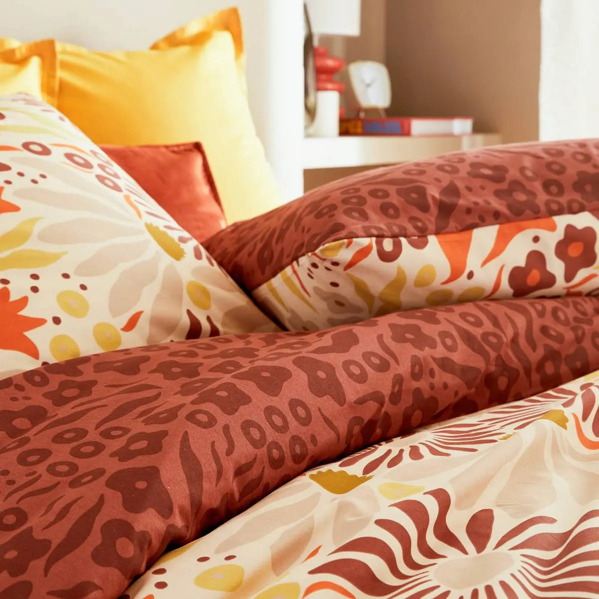 Parure de lit imprimée Marron Daisie - 240x220 cm ZenPur