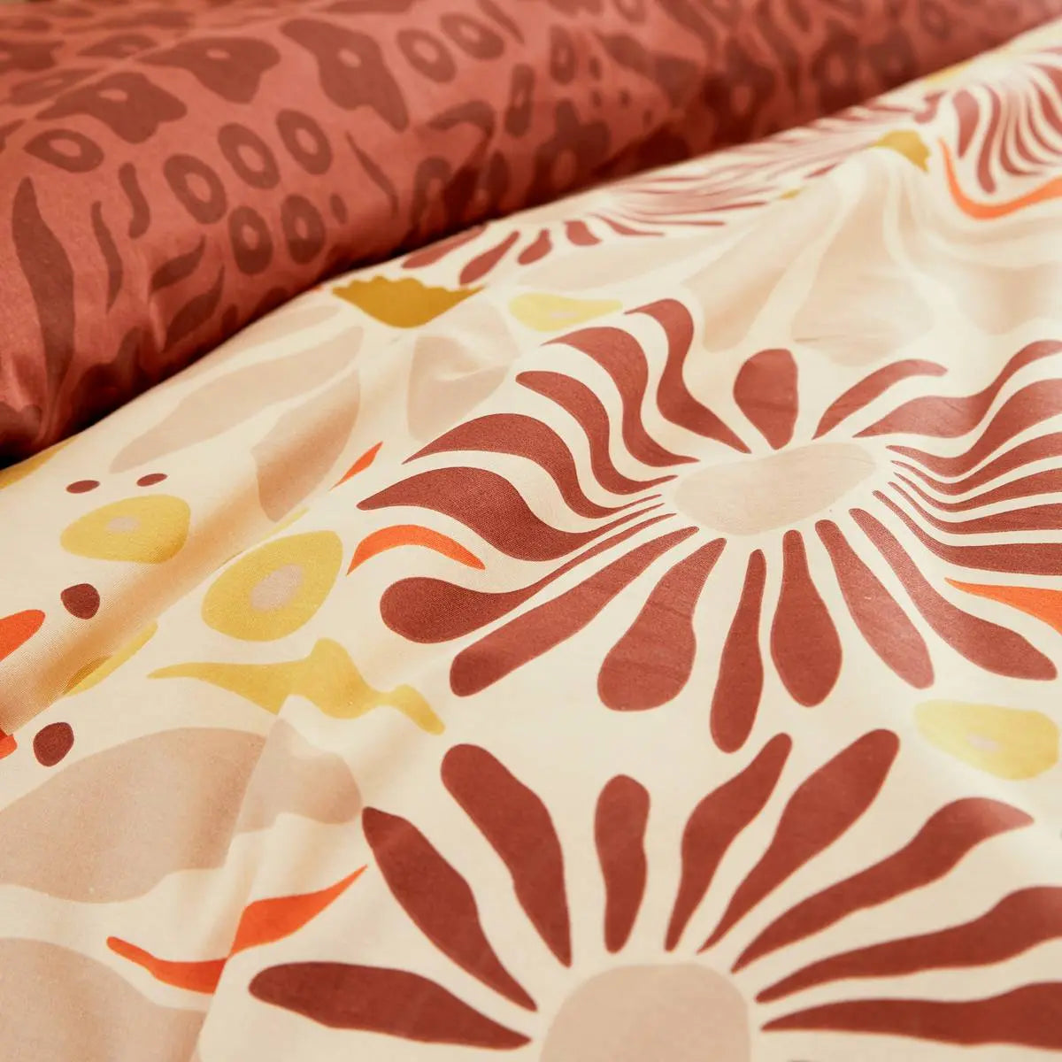 Parure de lit imprimée Marron Daisie - 240x220 cm ZenPur