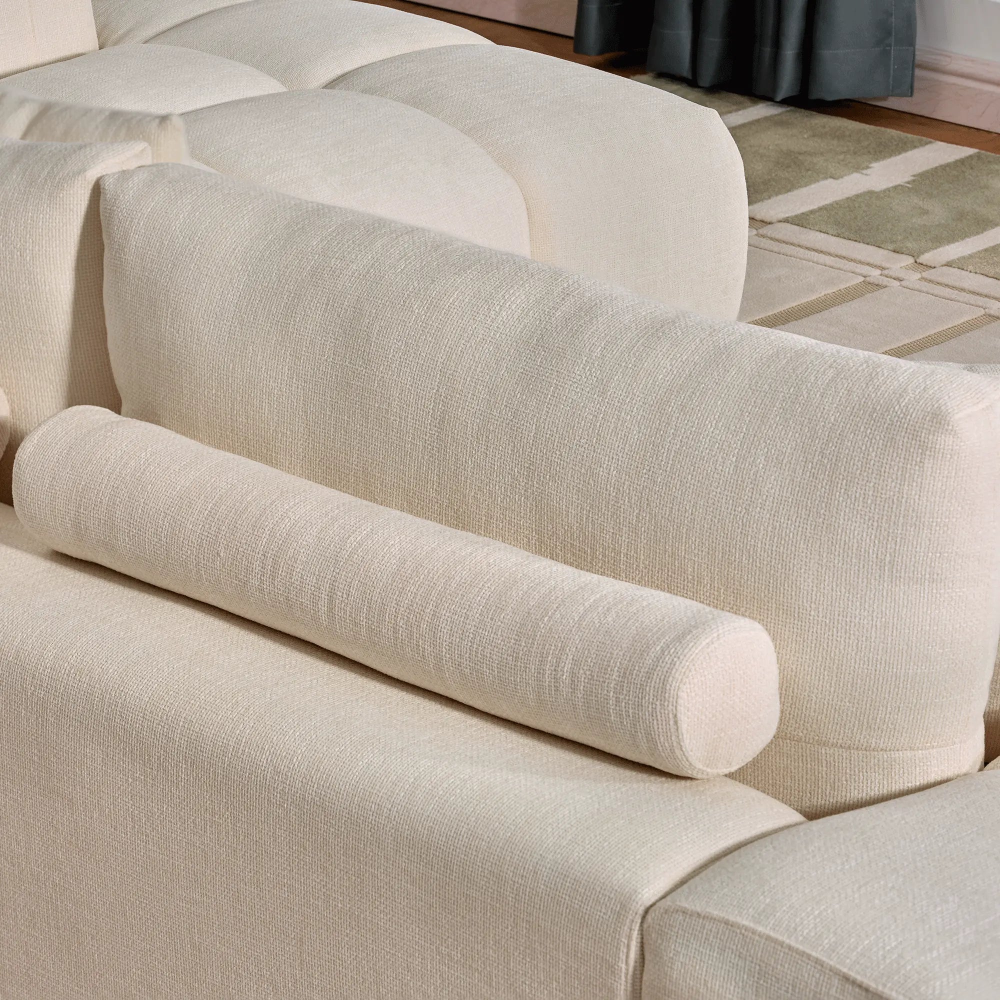 Canapé Compressé d'Angle Beige avec Méridienne Y215 - Ressorts Ensachés & Mousse Haute Densité ZenPur
