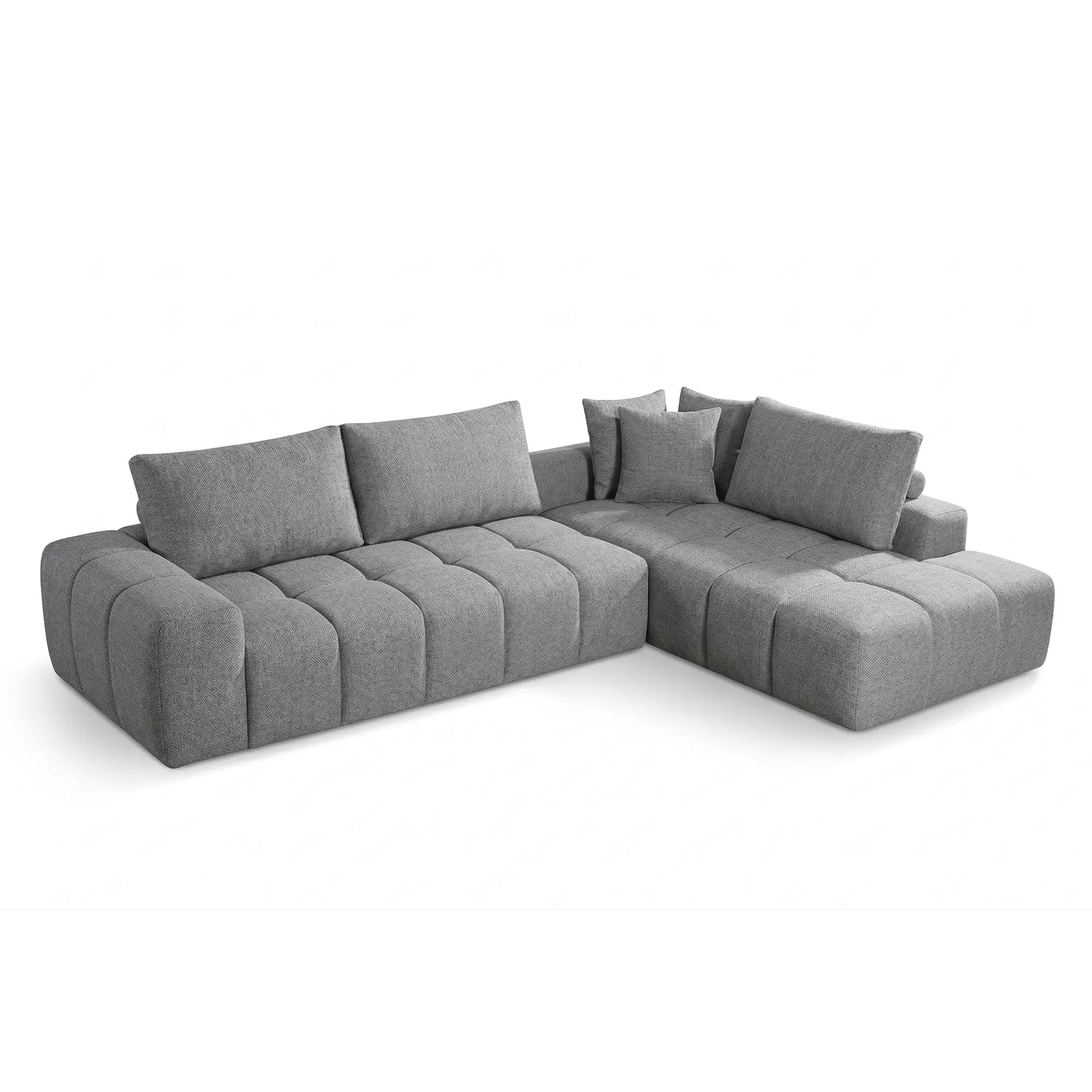 Canapé Compressé d'Angle Gris avec Méridienne Y215 - Ressorts Ensachés & Mousse Haute Densité ZenPur