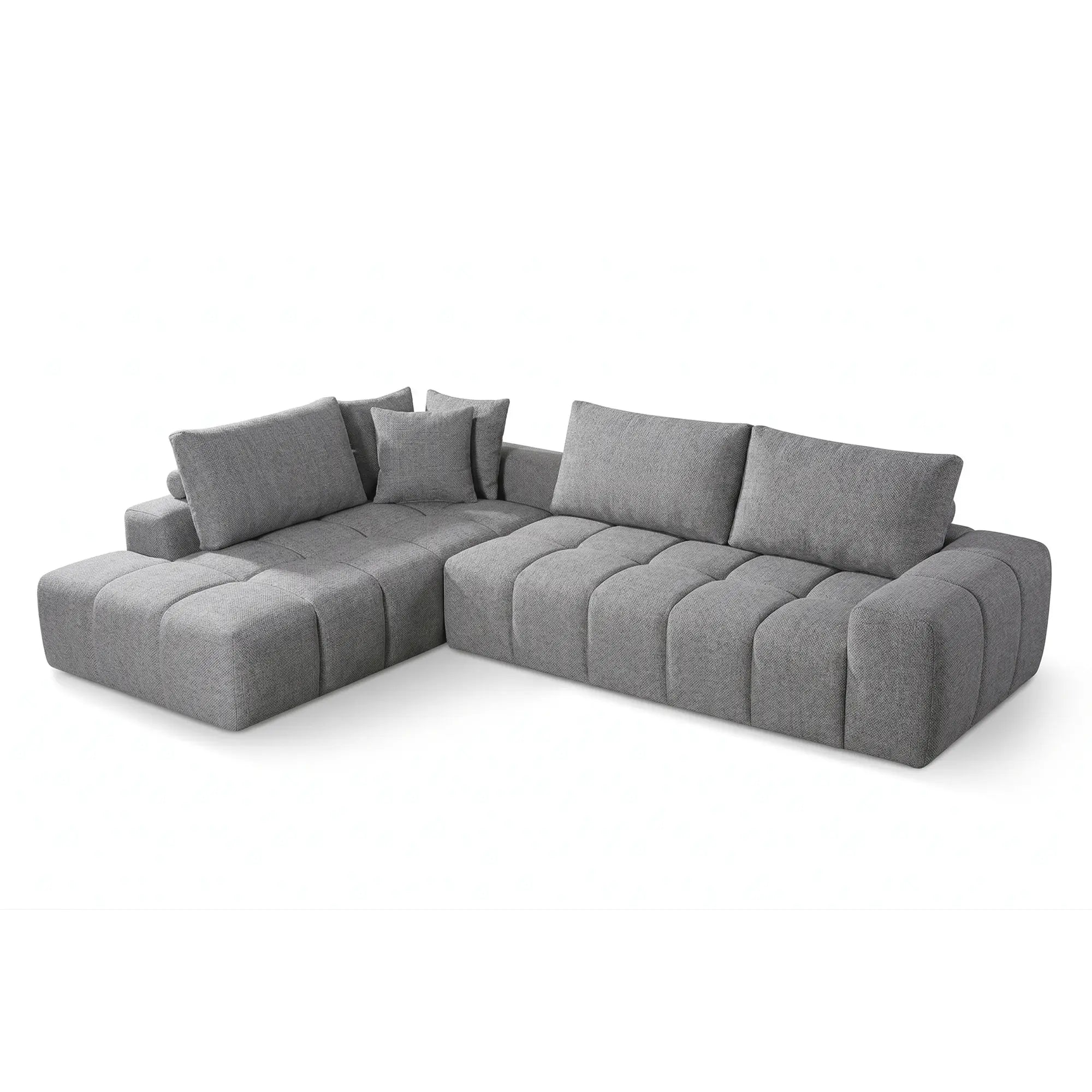 Canapé Compressé d'Angle Gris avec Méridienne Y215 - Ressorts Ensachés & Mousse Haute Densité ZenPur